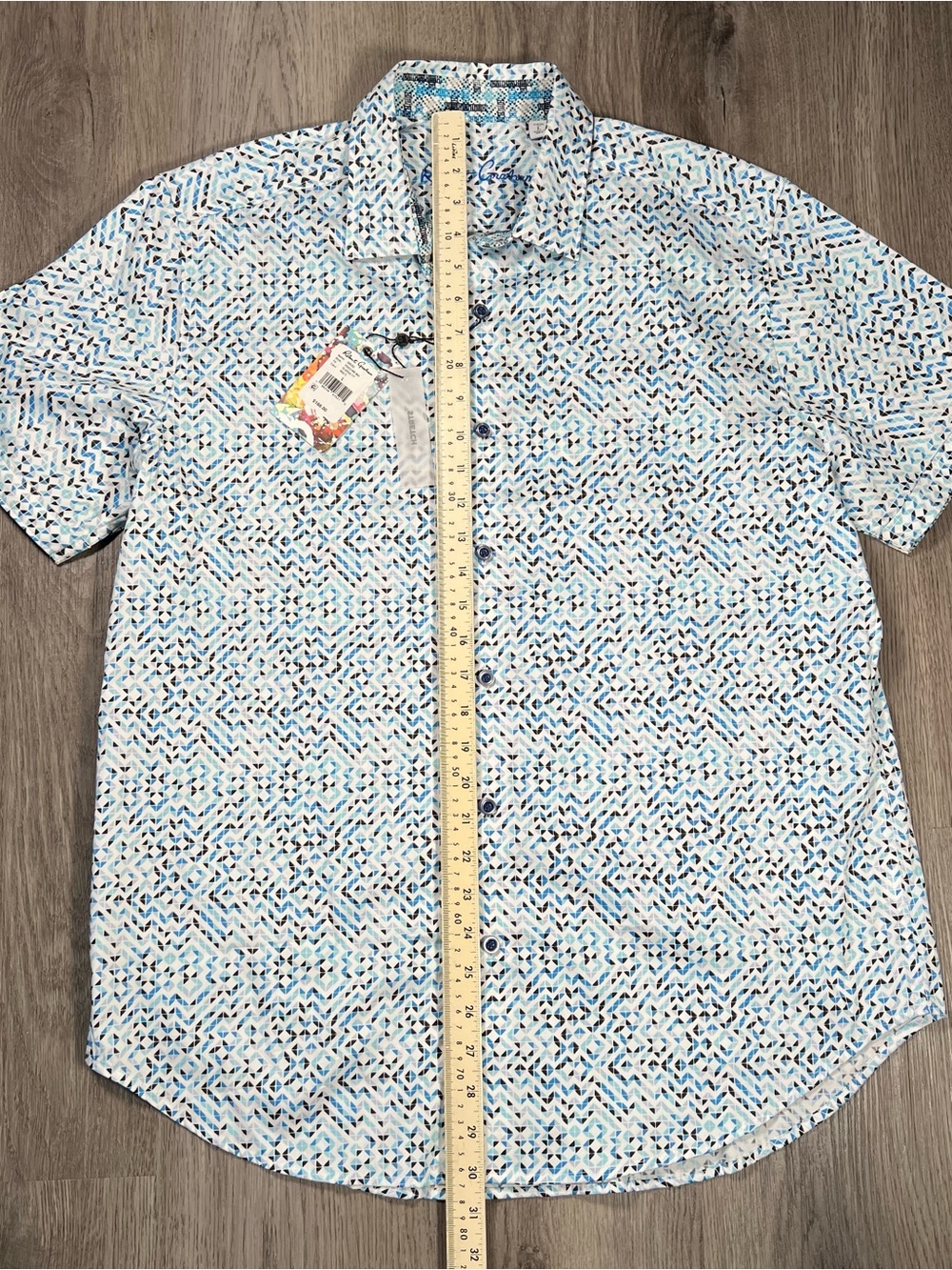 ROBERT GRAHAM Greco Shirt Mens L Multi Blue RS6224M-960 Mosaic Stretch Classic - Picture 6 of 7